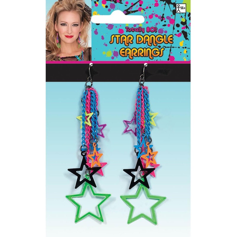 80s Rainbow Stars Costume Earrings