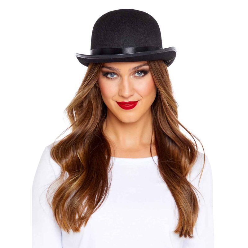 Classic Black Bowler Hat with Satin Hat Band
