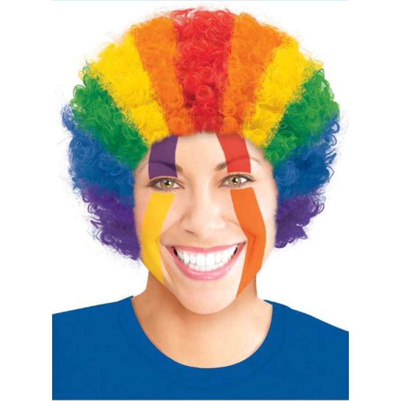 Curly Rainbow Afro Costume Wig