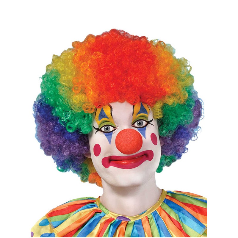 Fluffy Rainbow Clown Costume Afro