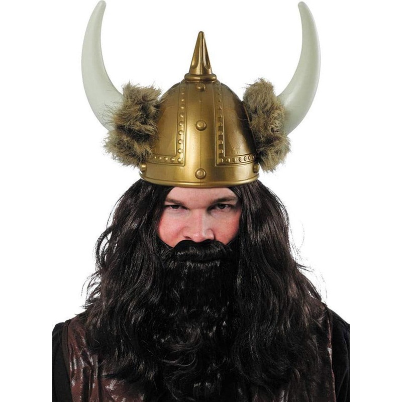 Nordic Viking Helmet with Horns and Fur