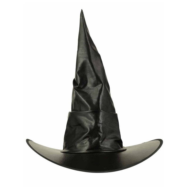Ruched Black Wet Look Witch Hat