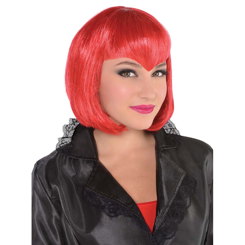 Sultry Short Red Womens Bob Wig with V Fringe