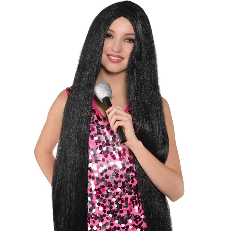Turn Back Time Womens Long Black Costume Wig