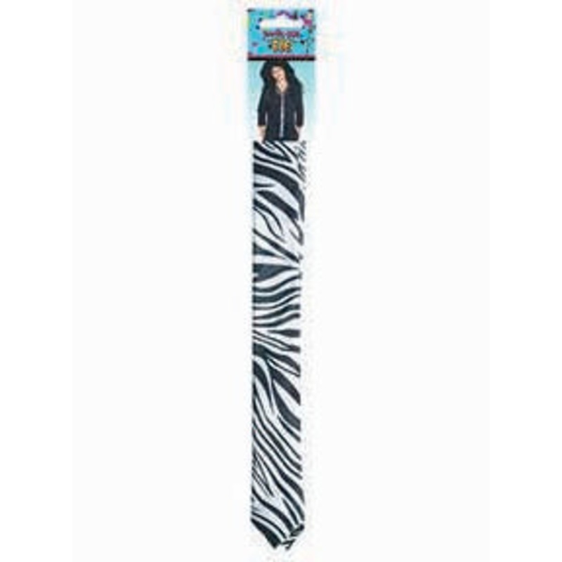 Zebra Print 80s Skinny Tie Costume Accessory
