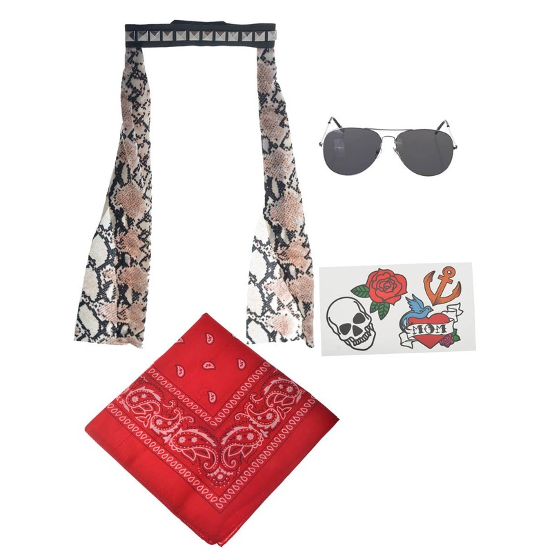 4 Piece 1980s Rock Star Costume Accessory Set