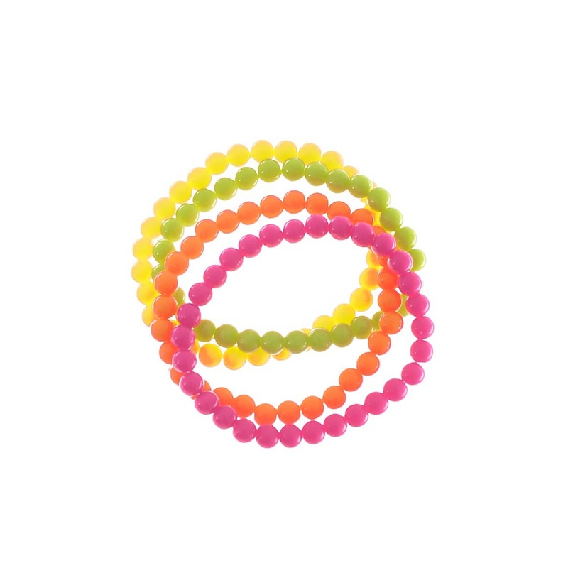 80s Neon Beaded Bangles Set Costume Accessory