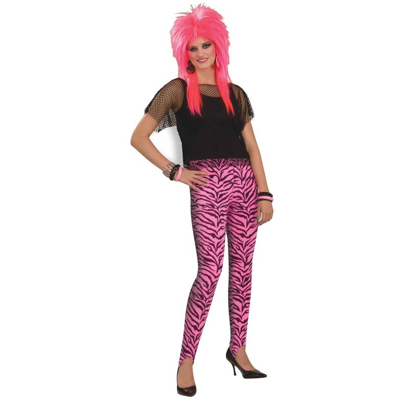 80s Pink Zebra Print Stirrup Pants