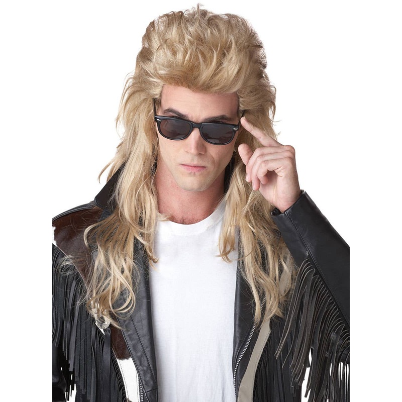 80s Rock Mullet Mens Blonde Wig
