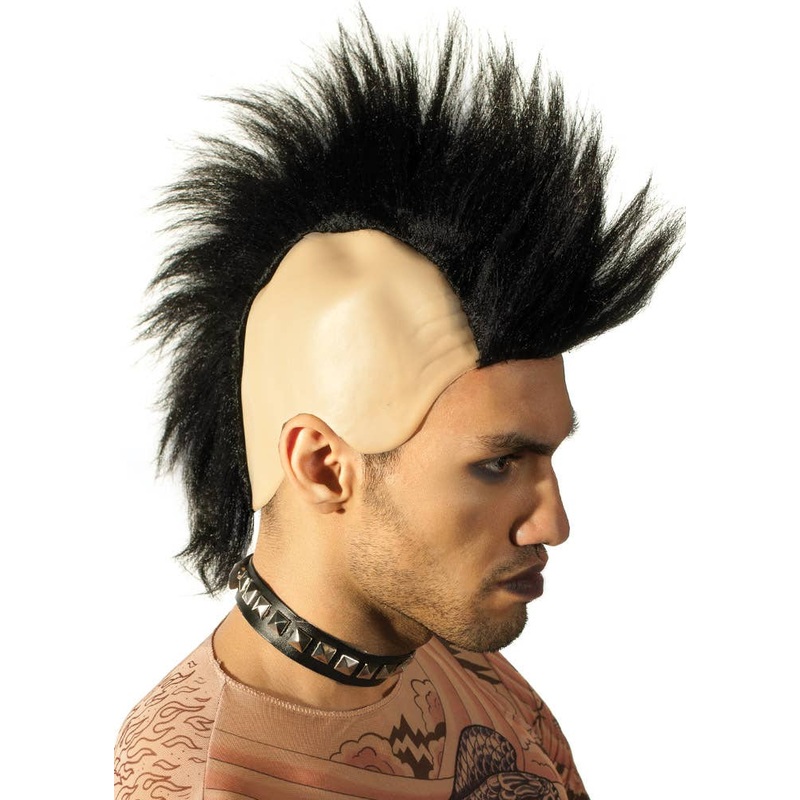 80s Skinhead Black Mohawk Wig