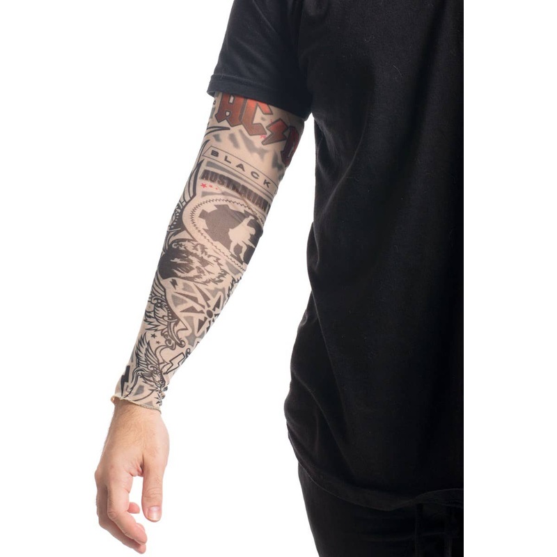 AC-DC Rock Star Tattoo Sleeve Costume Accessory
