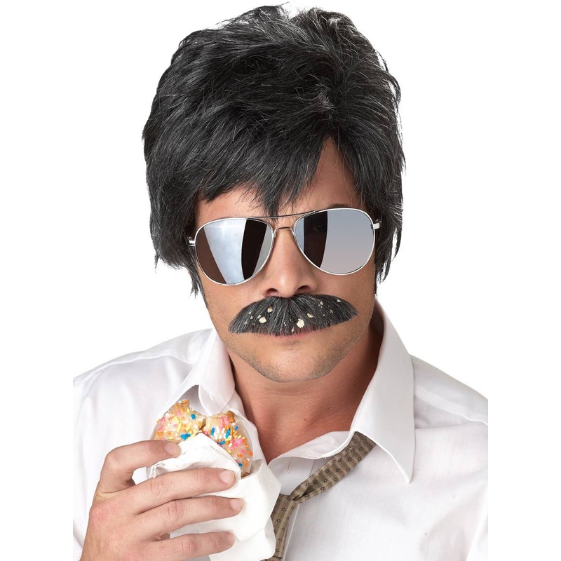 Ace Detective Mens 1970s Wig and Moustache Set