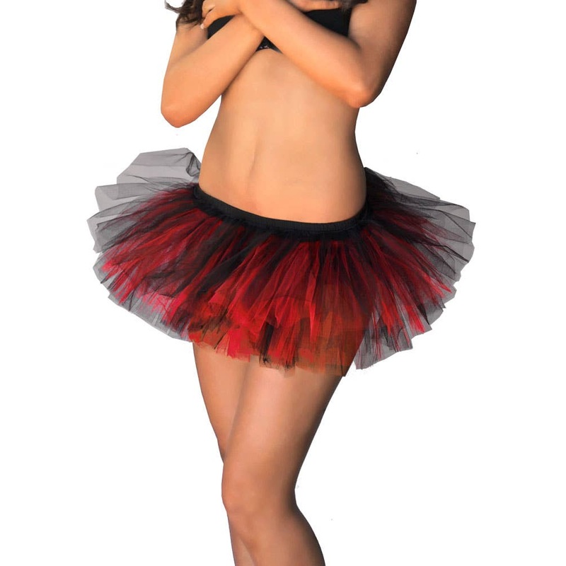 Adorable Fluffy Tutu Skirt in Red and Black L-XL
