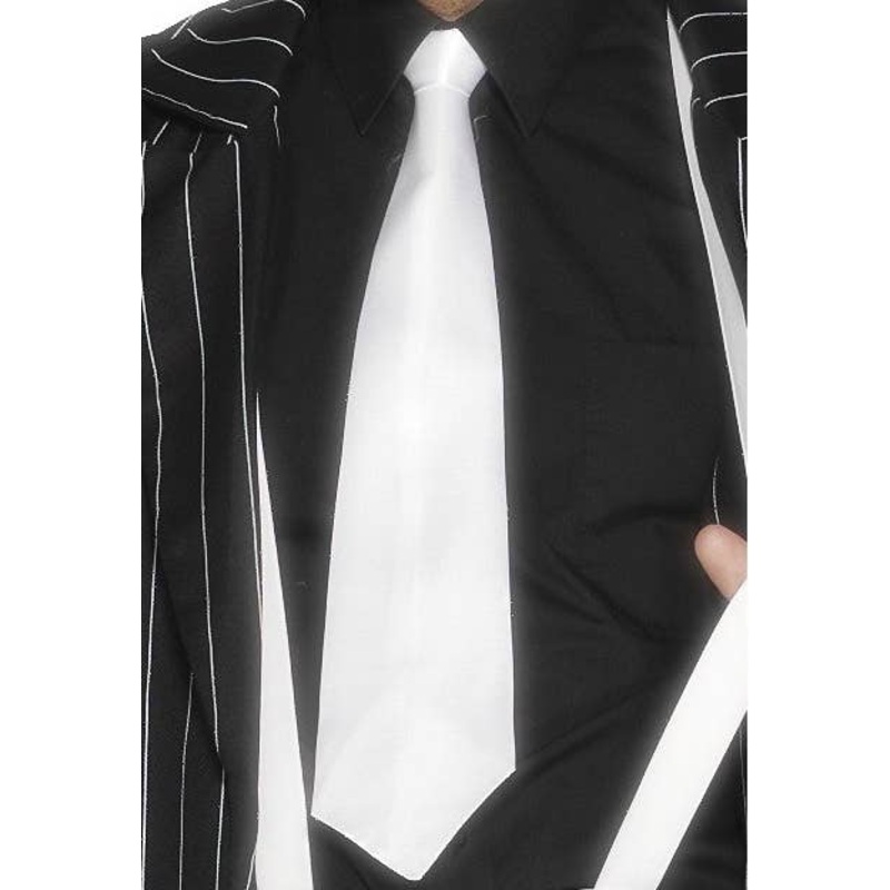 Adult 1920s White Gangster Tie with Elastic