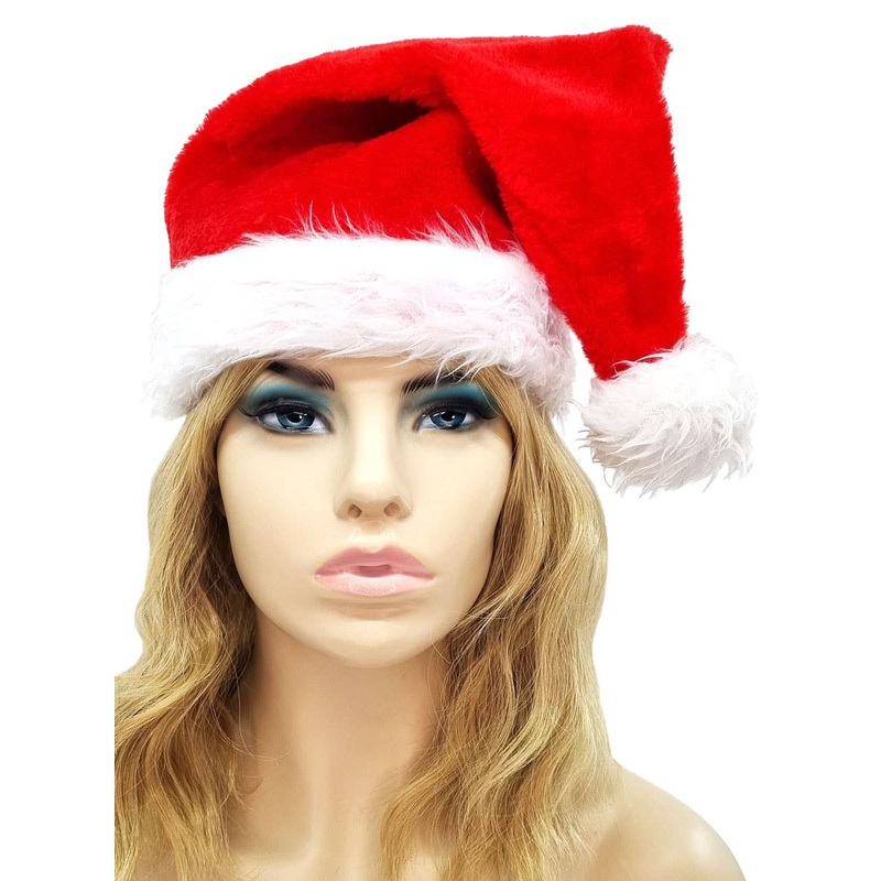 Classic Plush Red and White Santa Hat Christmas Accessory