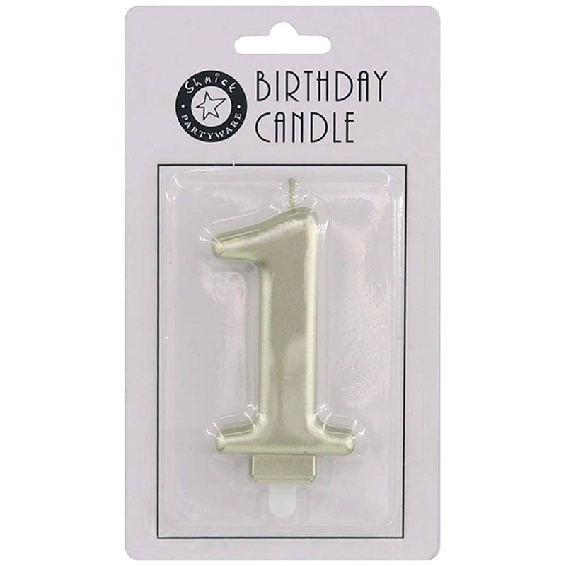 Gold 9cm Number 1 Birthday Candle