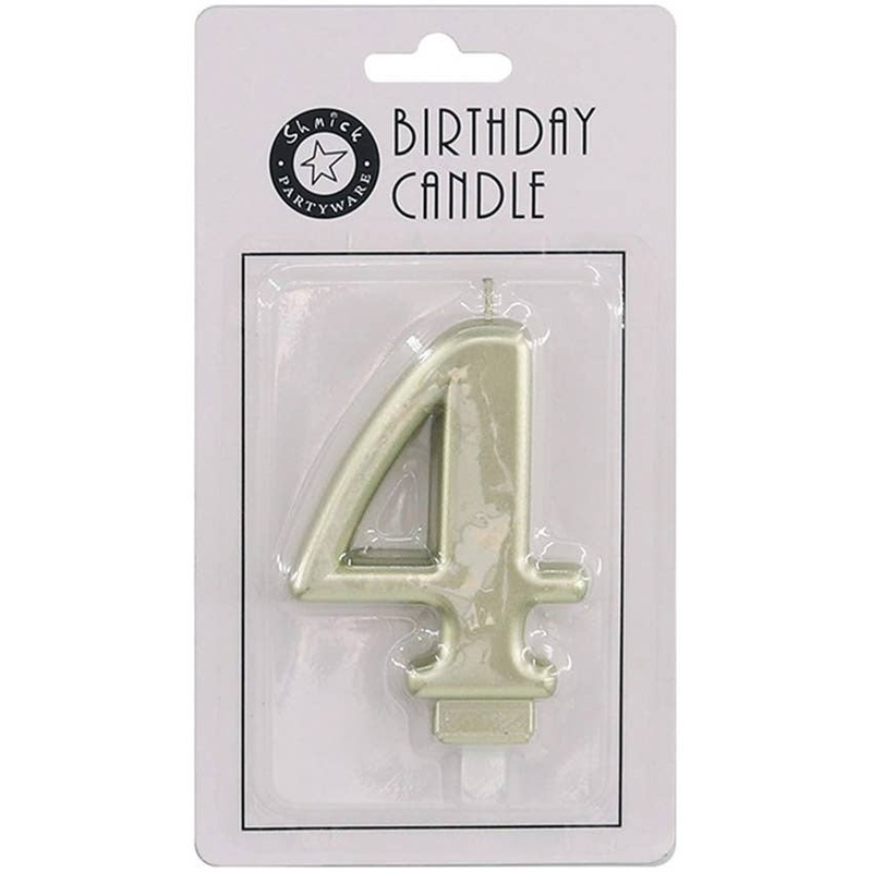 Gold 9cm Number 4 Birthday Candle