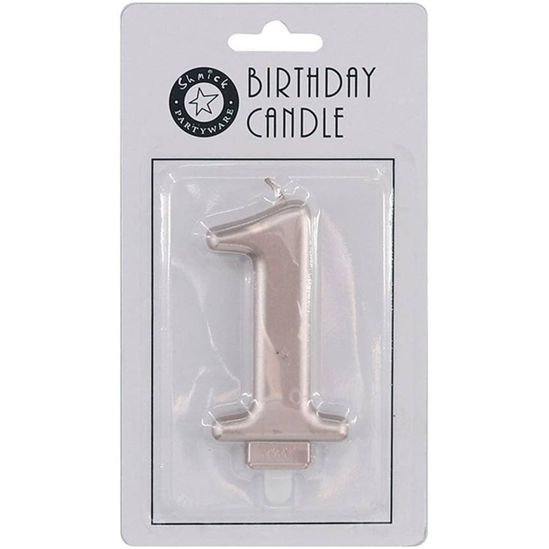 Rose Gold 9cm Number 1 Birthday Candle