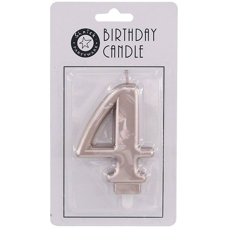 Rose Gold 9cm Number 4 Birthday Candle
