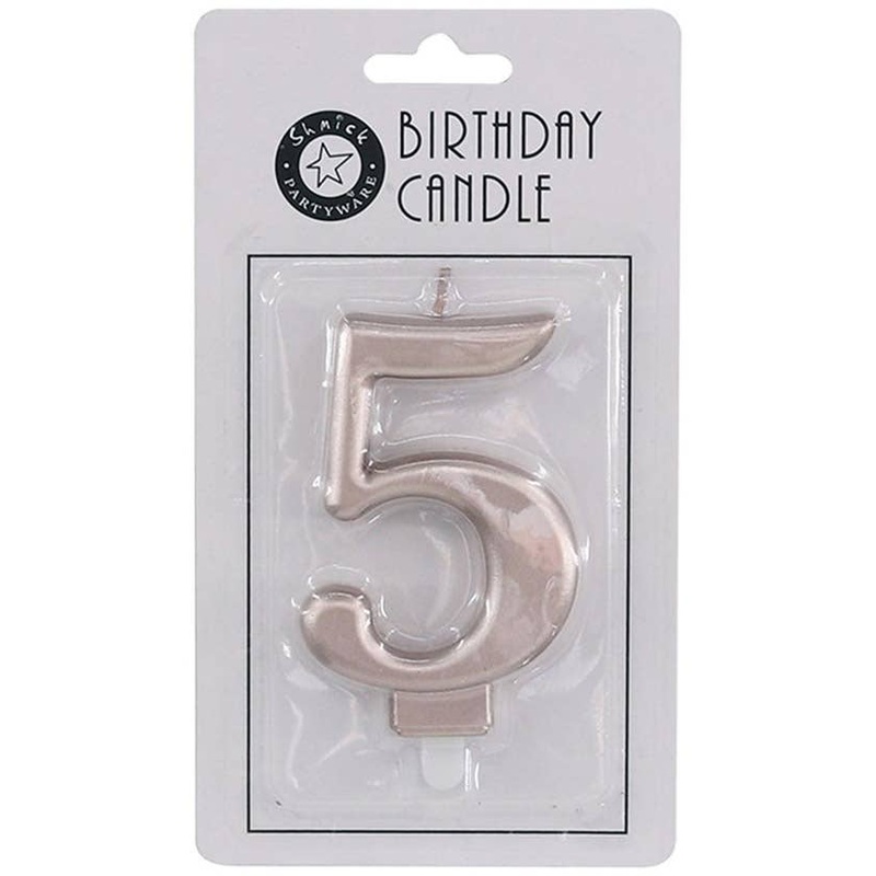 Rose Gold 9cm Number 5 Birthday Candle