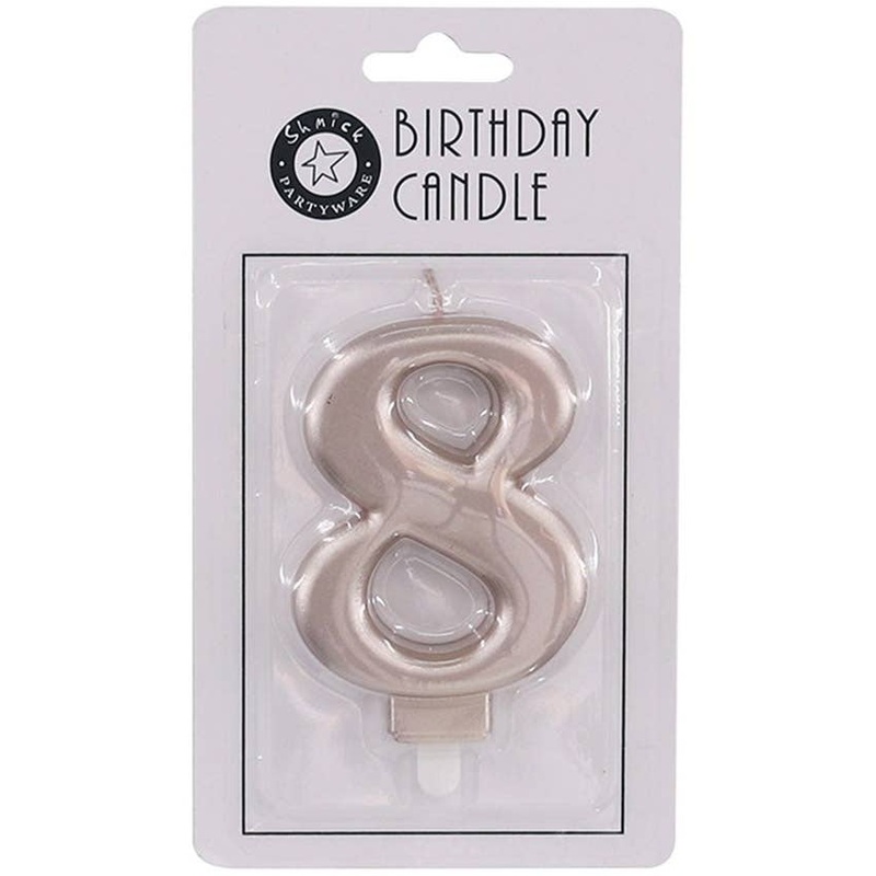Rose Gold 9cm Number 8 Birthday Candle