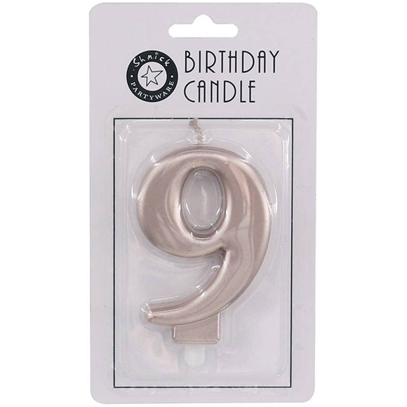 Rose Gold 9cm Number 9 Birthday Candle
