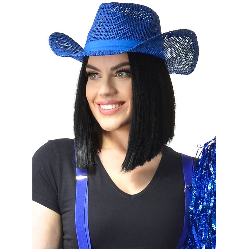 Western Blue Hessian Adults Cowboy Hat