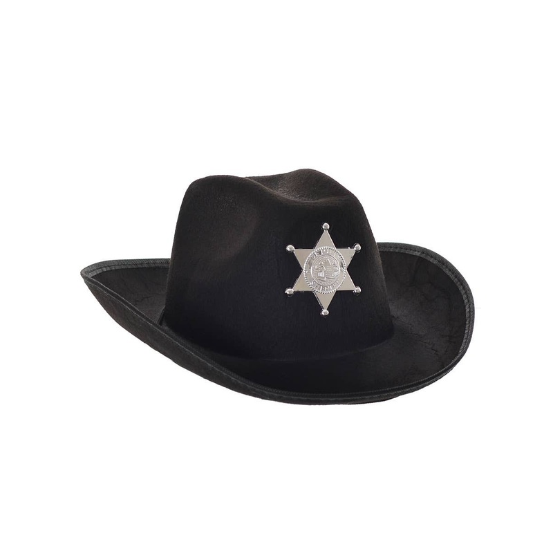 Western Sheriff Adults Black Cowboy Costume Hat