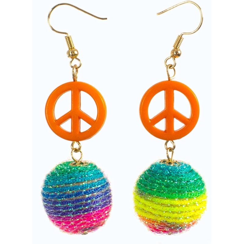 1970s Peace Sign Costume Earrings with Baubles