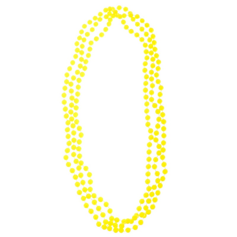1980s Neon Yellow Beaded UV Reactive Costume Necklace