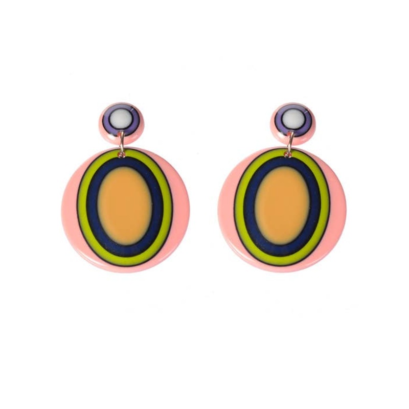 60s Mod Oval Retro Drop Costume Earrings