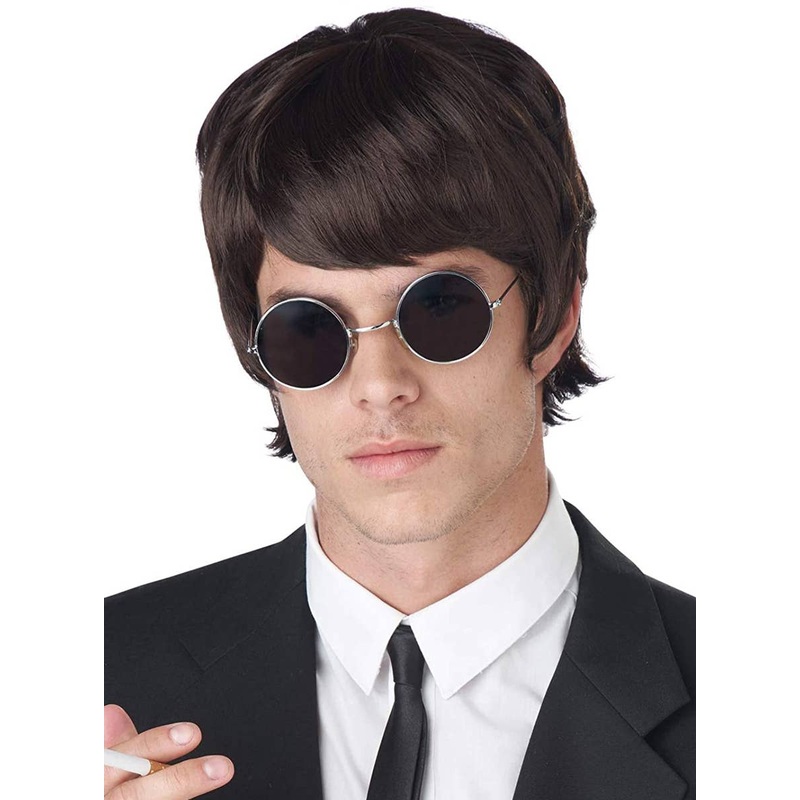 60s Mop Top Mens Dark Brown Beatles Costume Wig