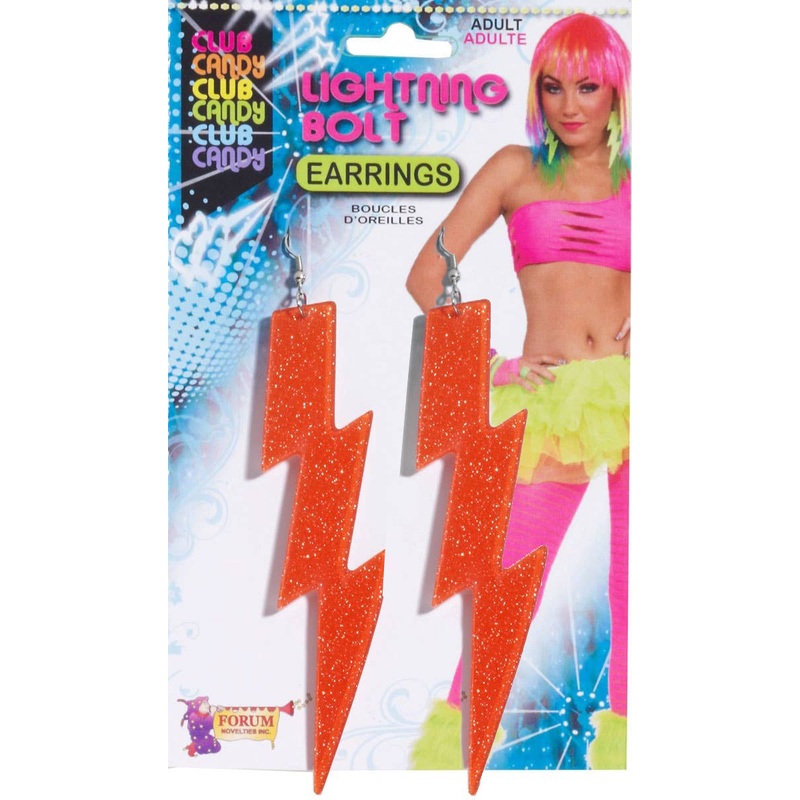 80s Orange Lightning Bolt Earrings