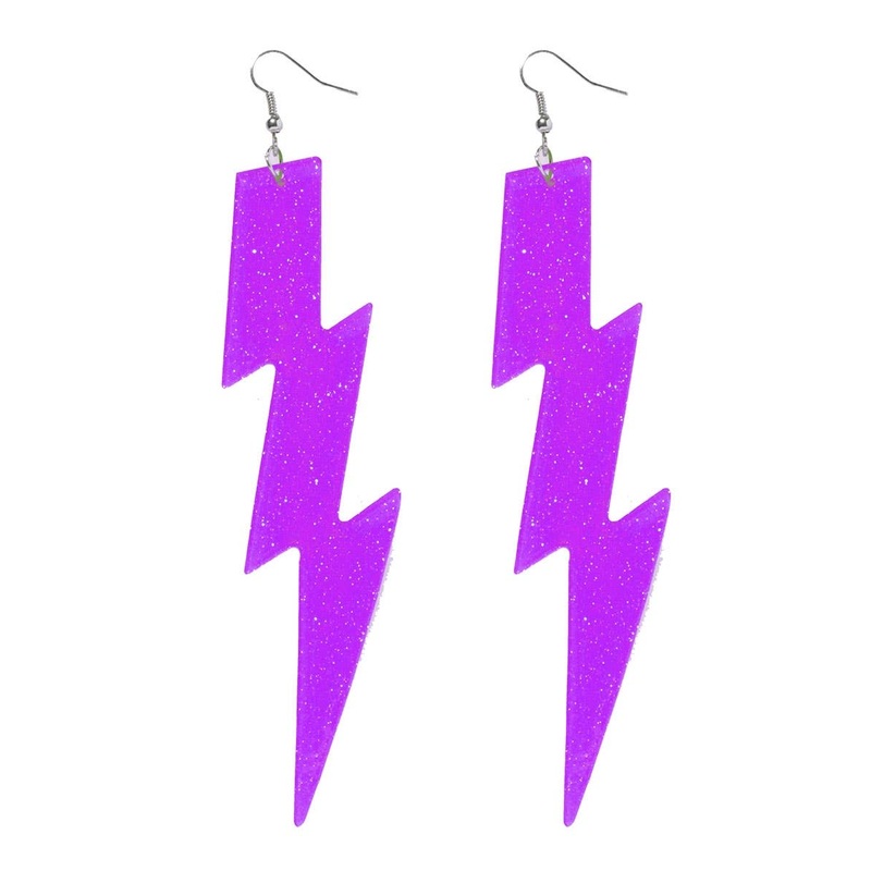 80s Purple Lightning Bolt Earrings