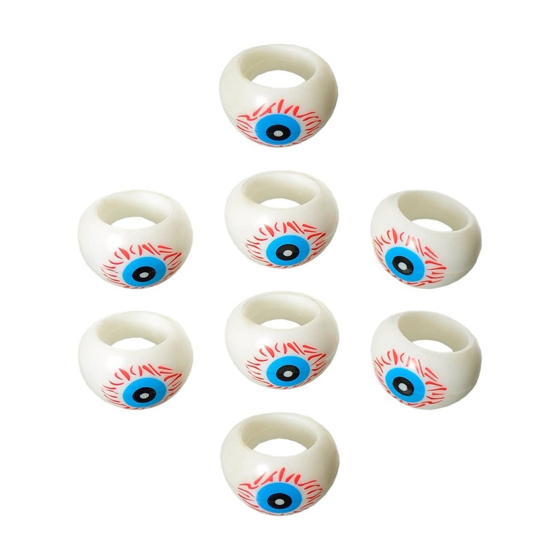 Blood Shot Eyeballs 8 Pack Kids Rings Party Favours