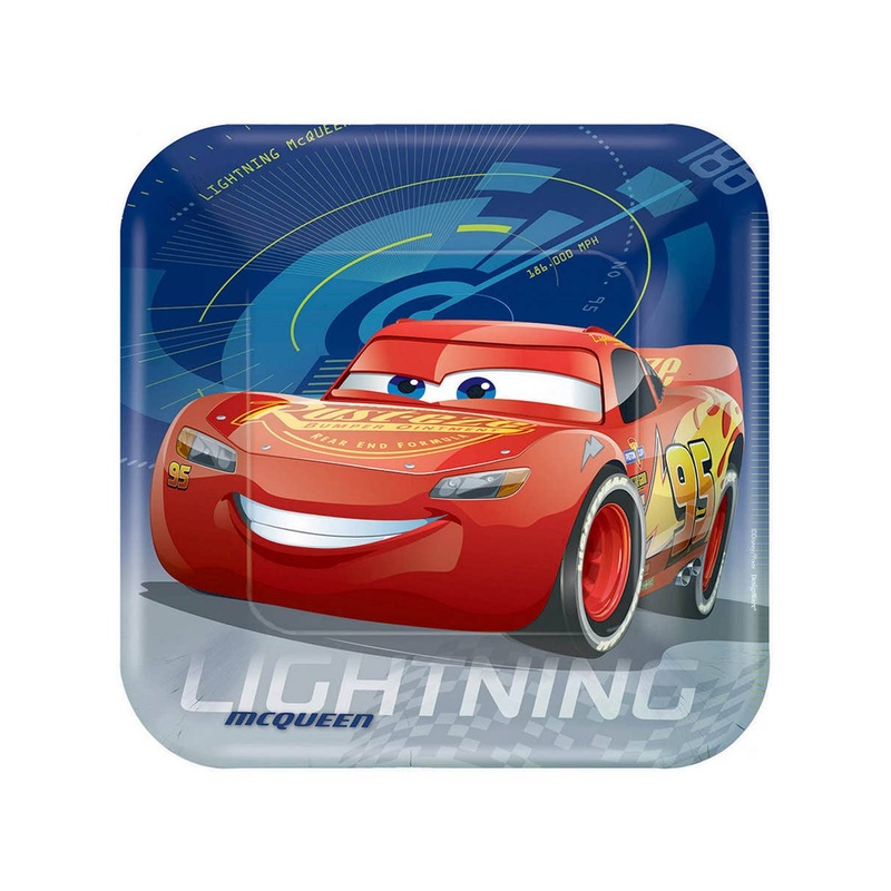 Cars 8 Pack Square 23cm Paper Plates