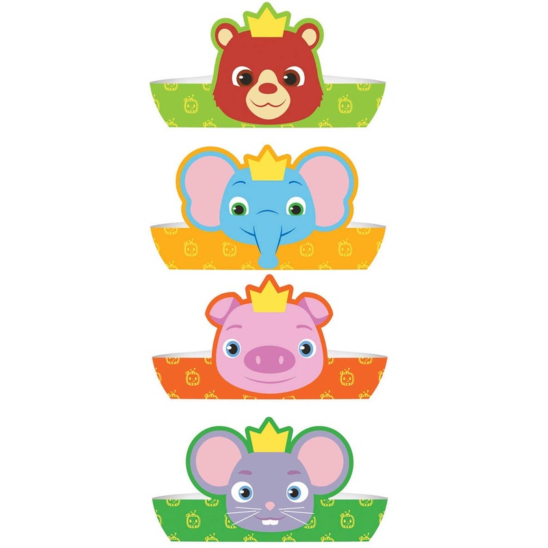 Cocomelon 8 Pack Paper Crowns Party Favours