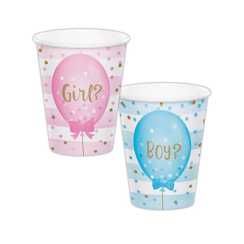 Gender Reveal Boy or Girl 8 Pack Paper Cups