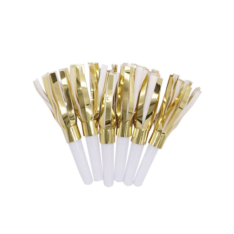 Gold 6 Pack Party Blower Horns
