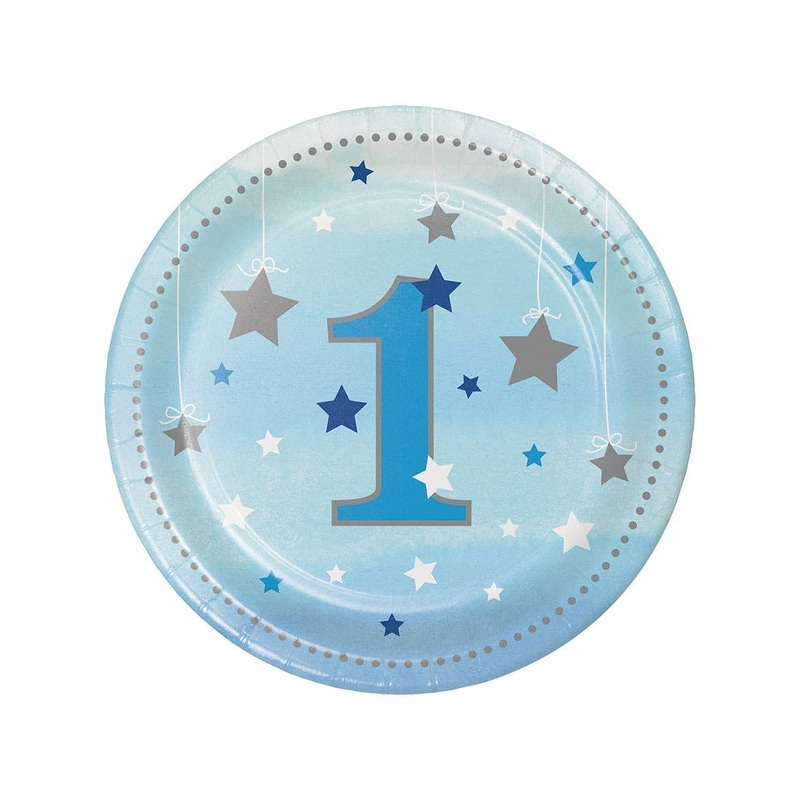 One Little Star 1st Birthday 8 Pack Blue Paper Plates