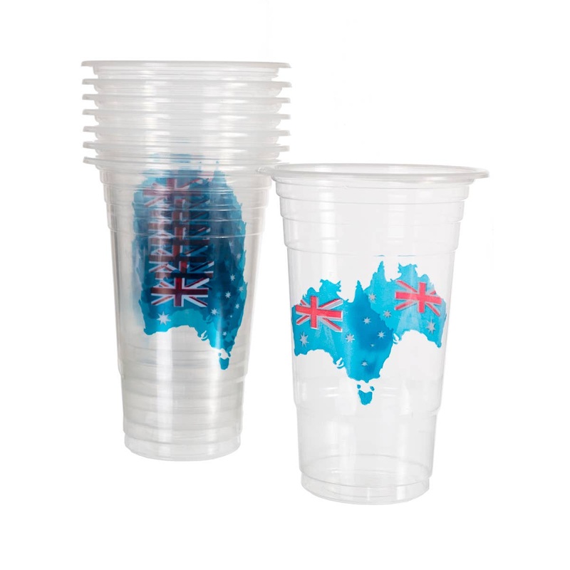 Pack of 8 Australia Day Aussie Flag Plastic Cups