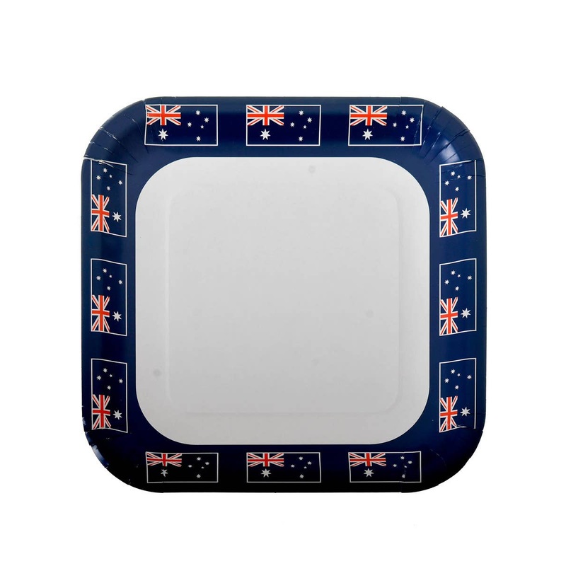 Pack of 8 Square Australian Flag Print Party Plates