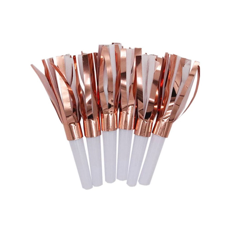 Rose Gold 6 Pack Party Blower Horns