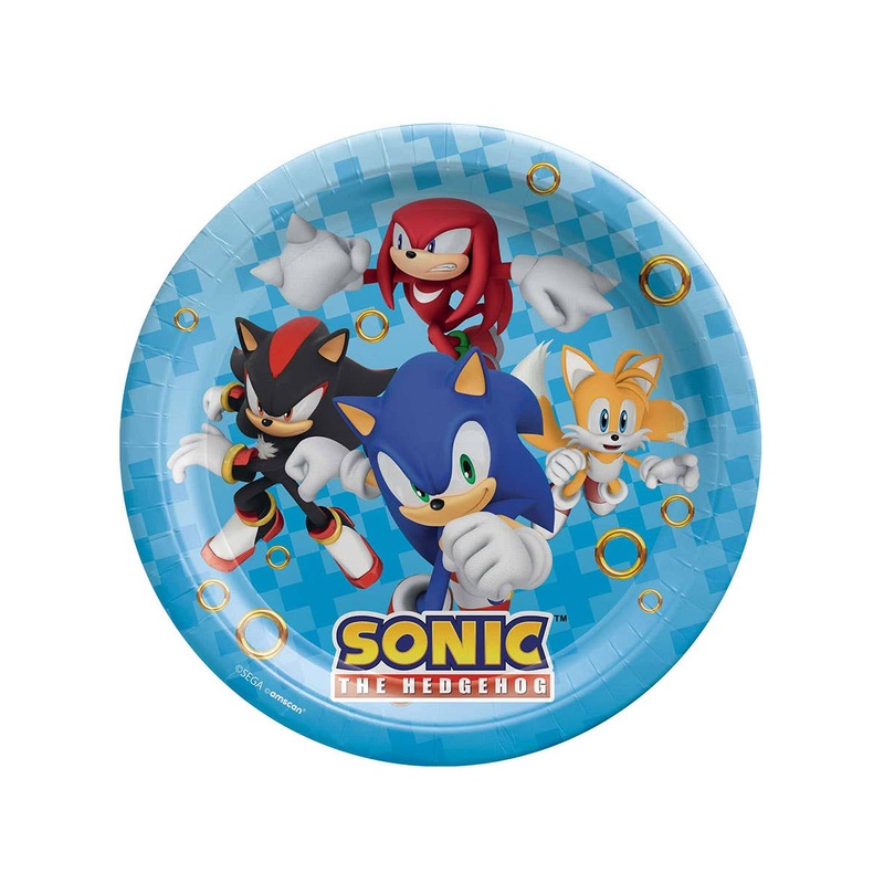 Sonic The Hedgehog 23cm Round 8 Pack Paper Plates