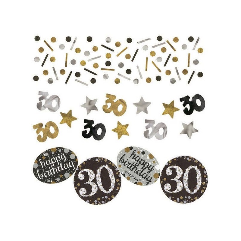 30th Birthday Black and Gold Bag of Confetti