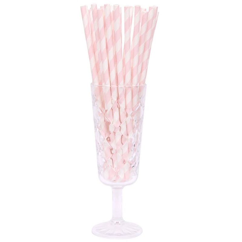 Blush Pink and White Stripe 50 Pack Paper Straws