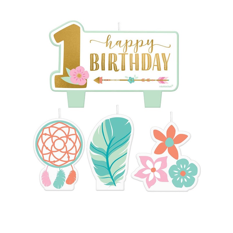Boho 1st Birthday Girl 4 Pack Candles