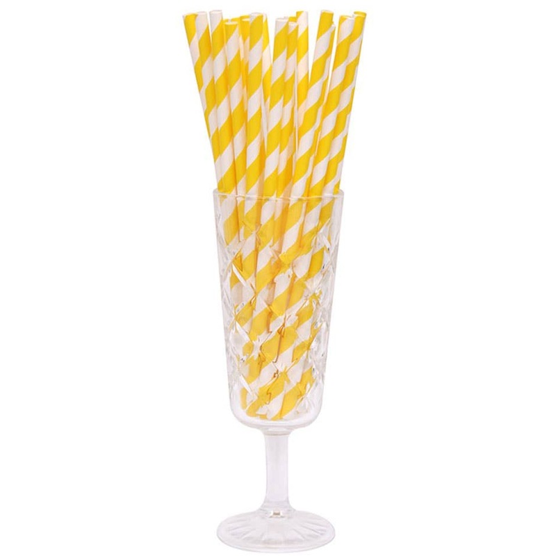 Dandelion Yellow and White Stripe 50 Pack Paper Straws