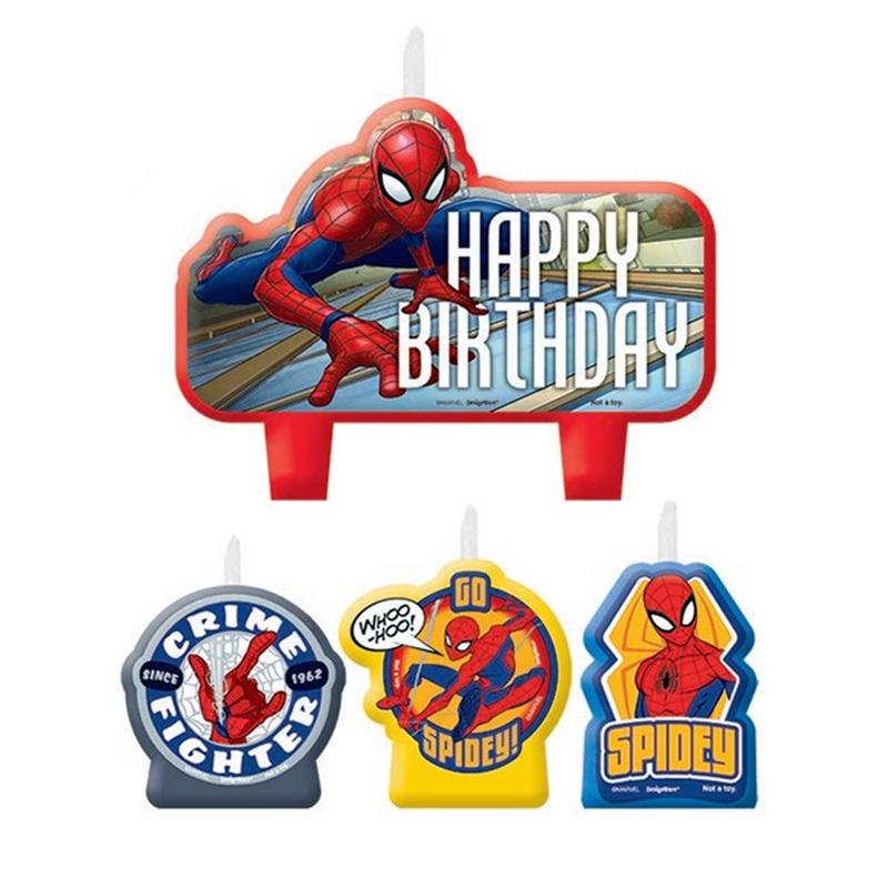 Spiderman 4 Piece Birthday Cake Candle Set