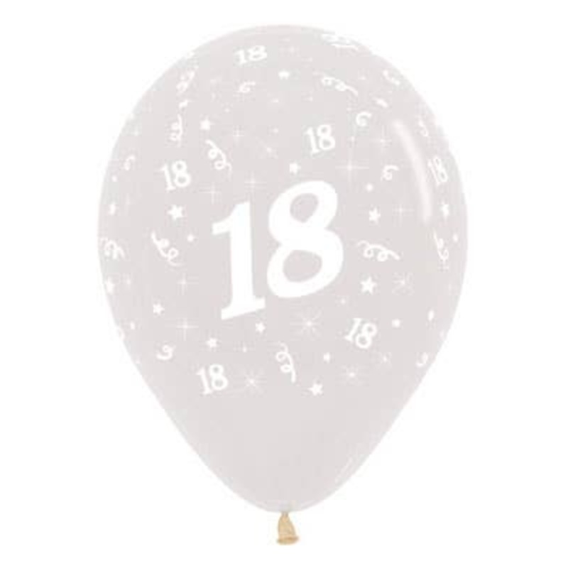 18th Birthday Crystal Clear 25 Pack 30cm Latex Balloons